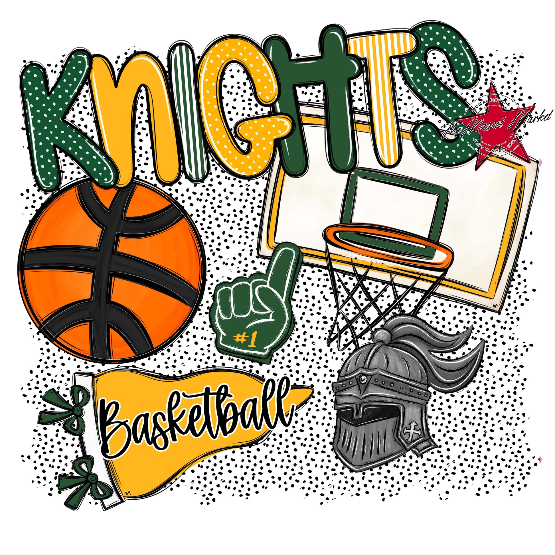 Knights Basketball Spirit-Green & Yellow