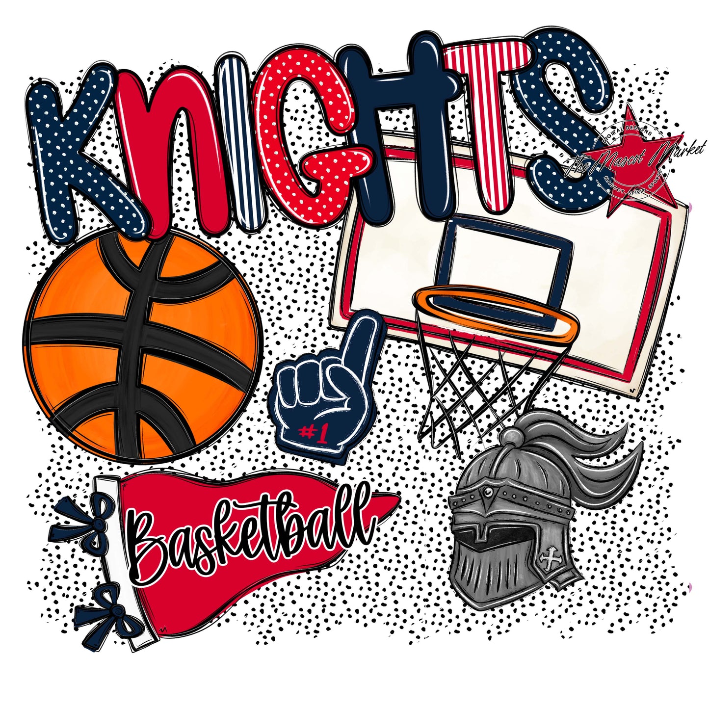 Knights Basketball Spirit-Navy & Red