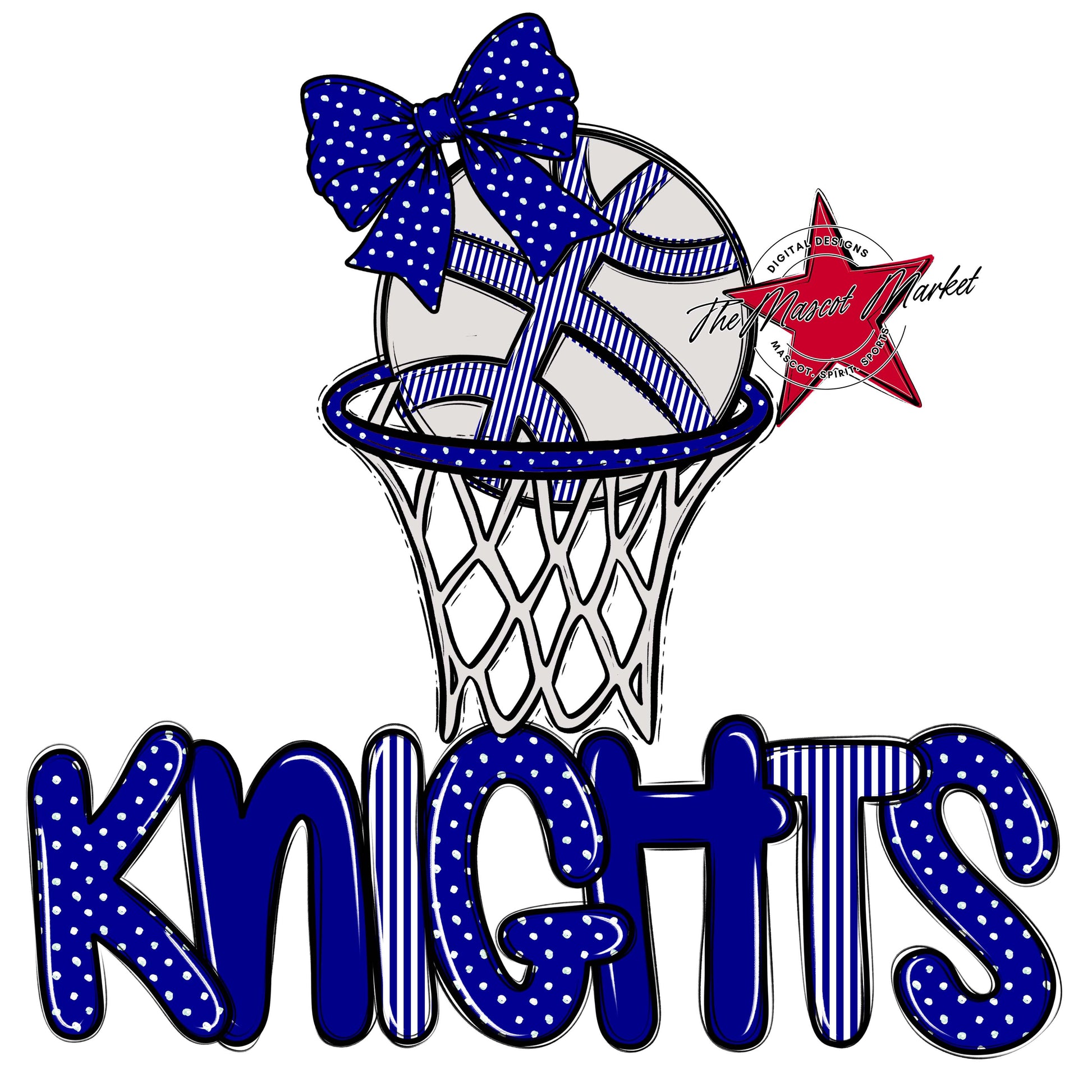 Knights Basketball Spirit Design-Blue