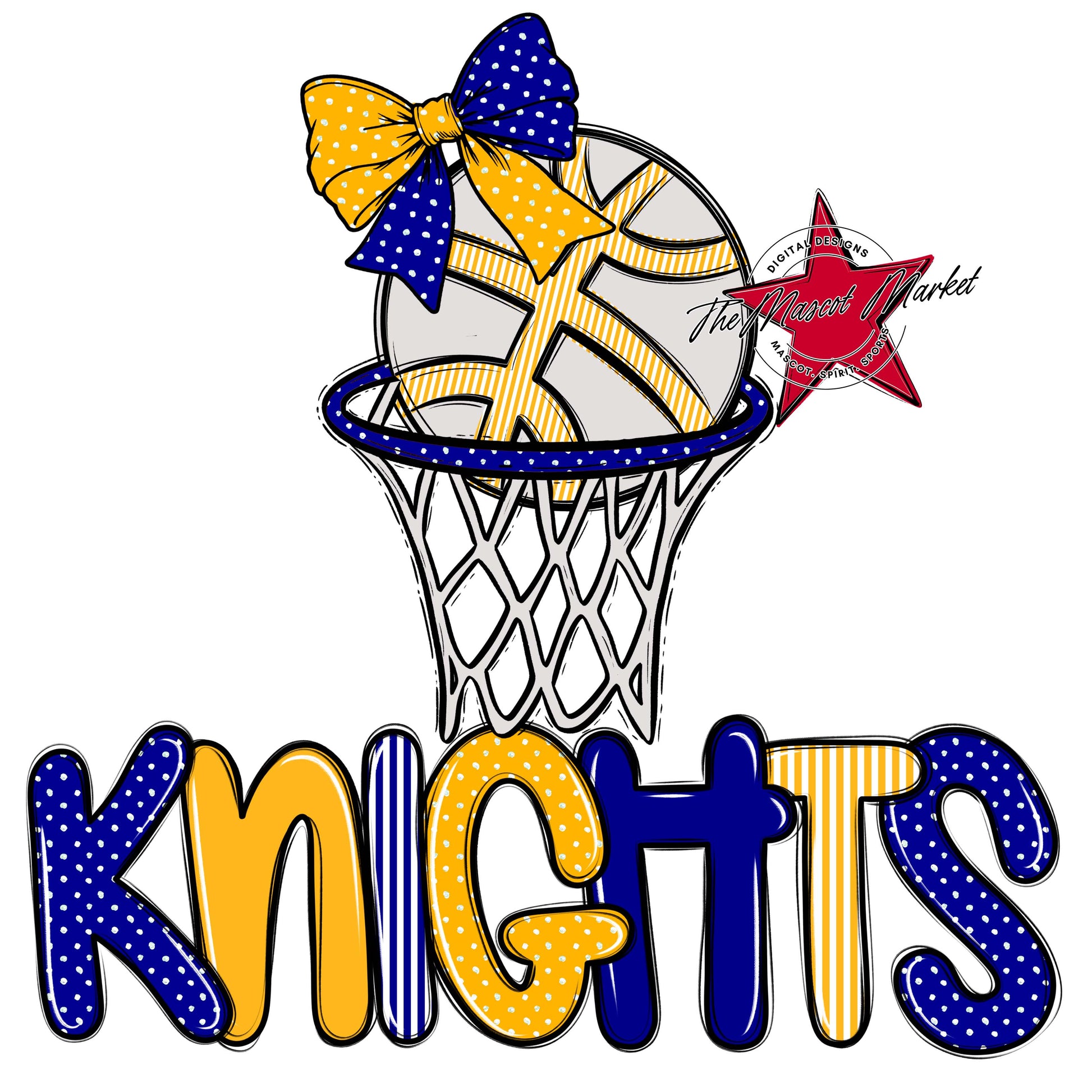 Knights Basketball Spirit Design-Blue & Yellow