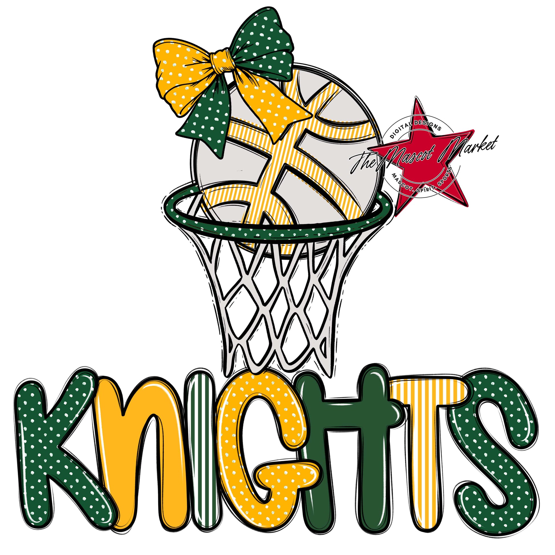 Knights Basketball Spirit Design-Green & Yellow