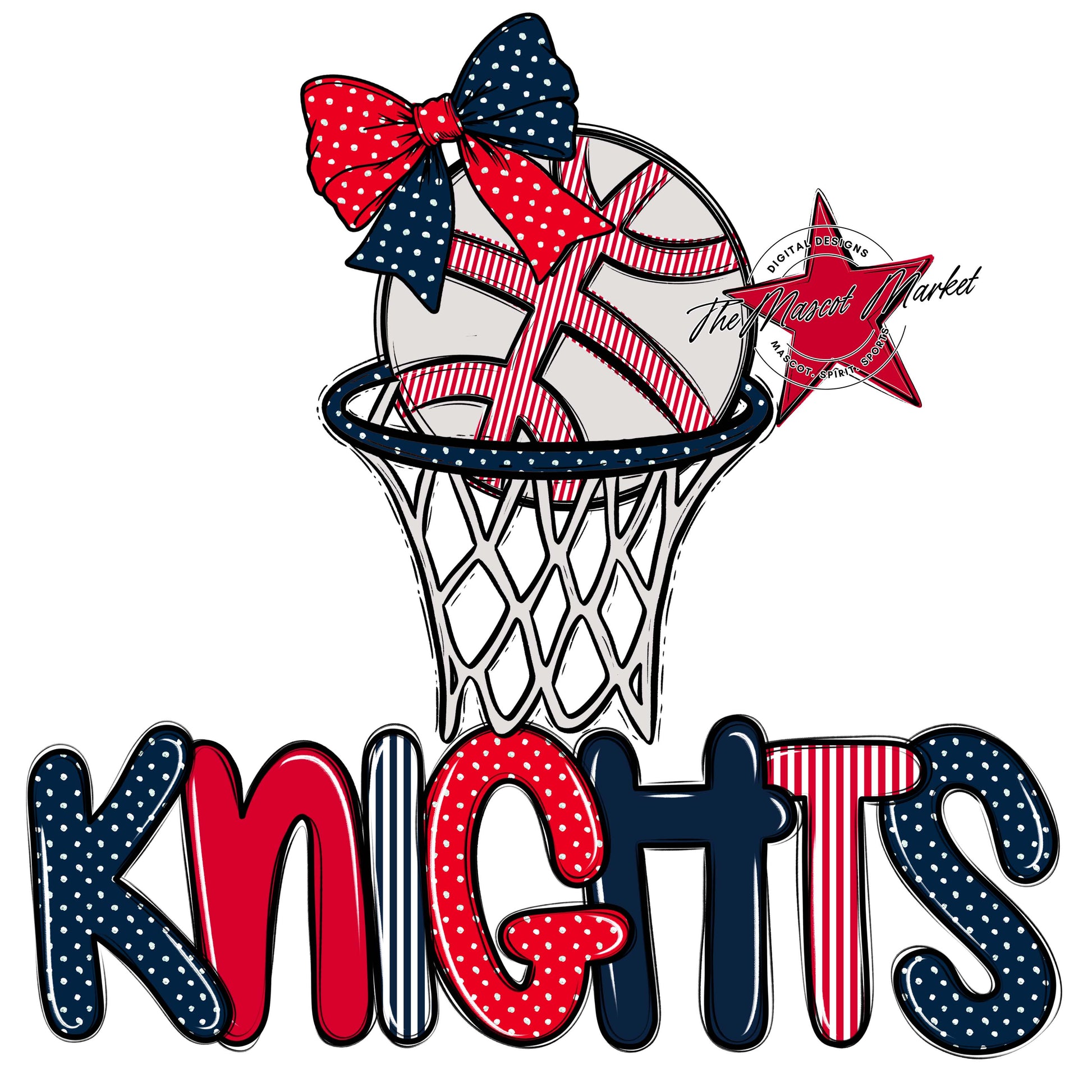Knights Basketball Spirit Design-Navy & Red