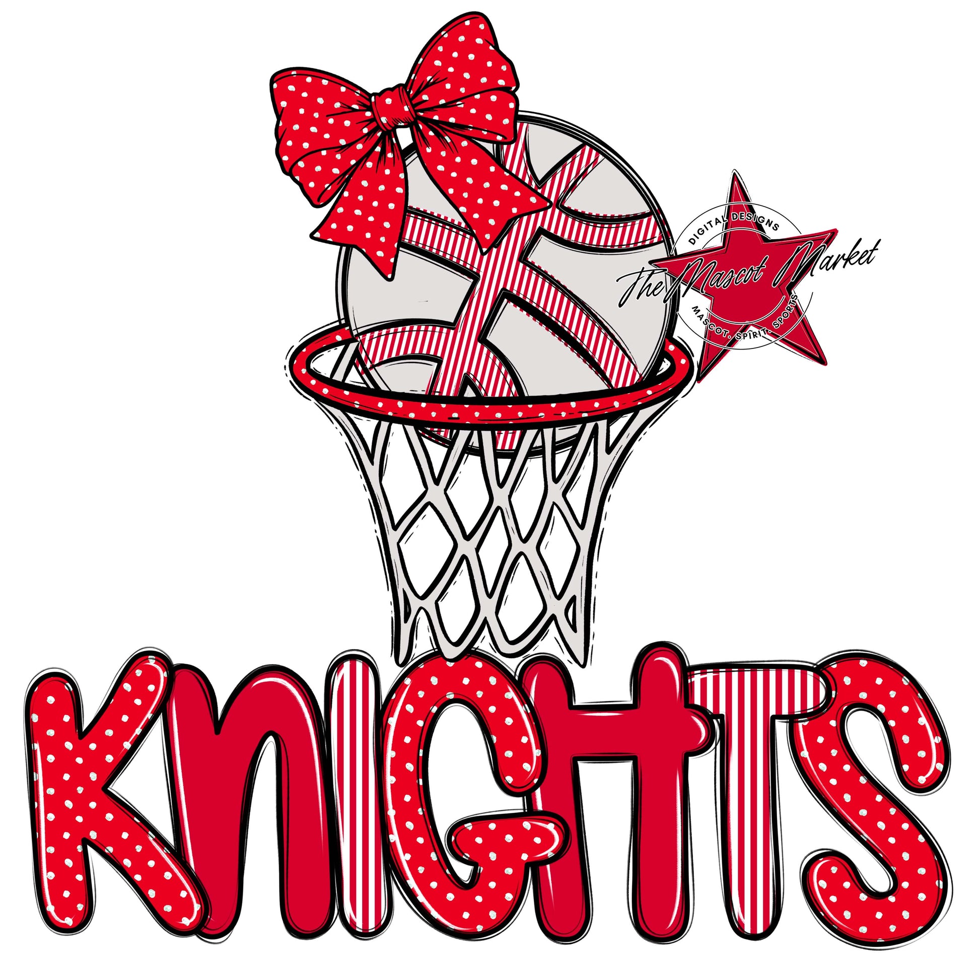 Knights Basketball Spirit Design-Red