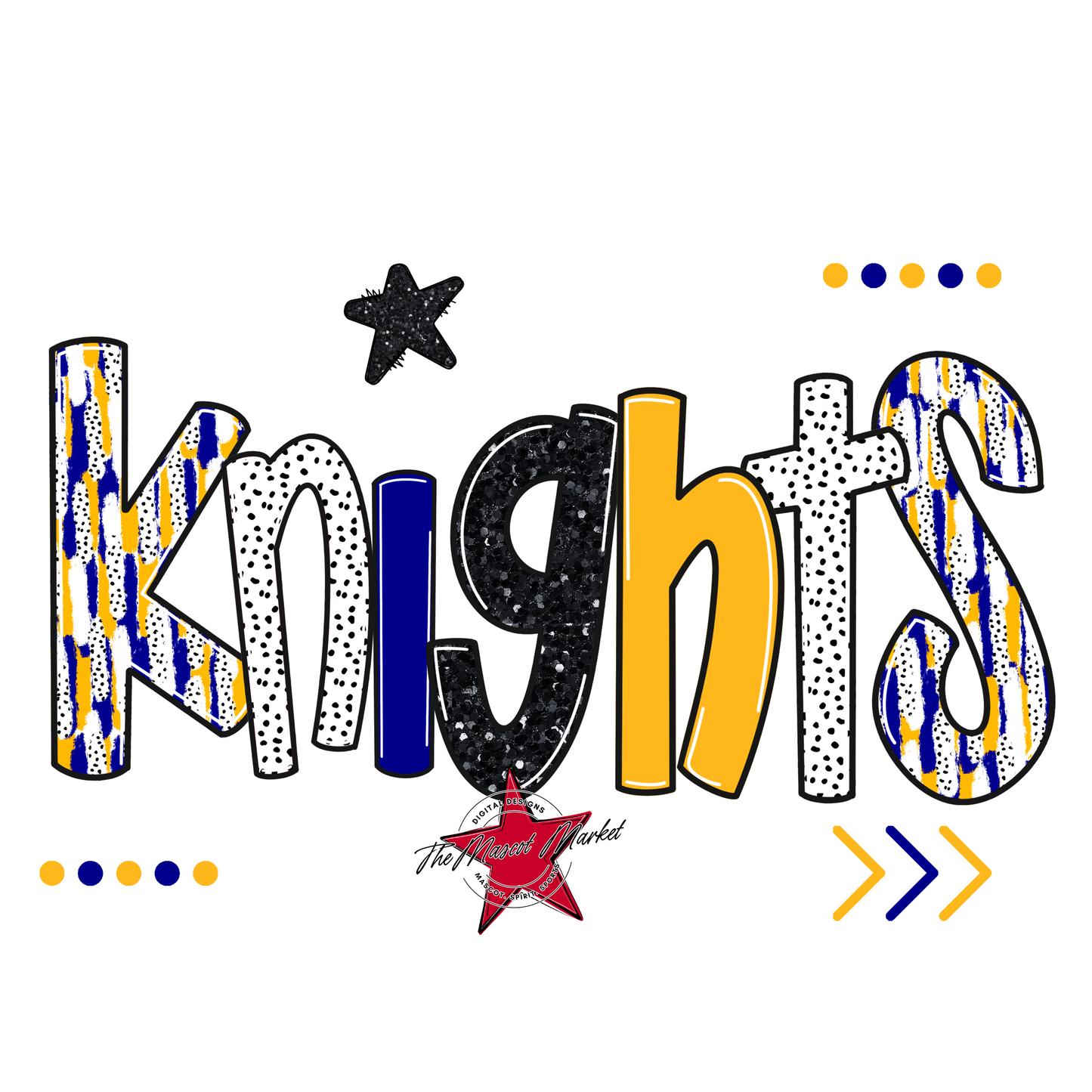 Knights Brushstroke Alpha w Arrows-Blue-Yellow