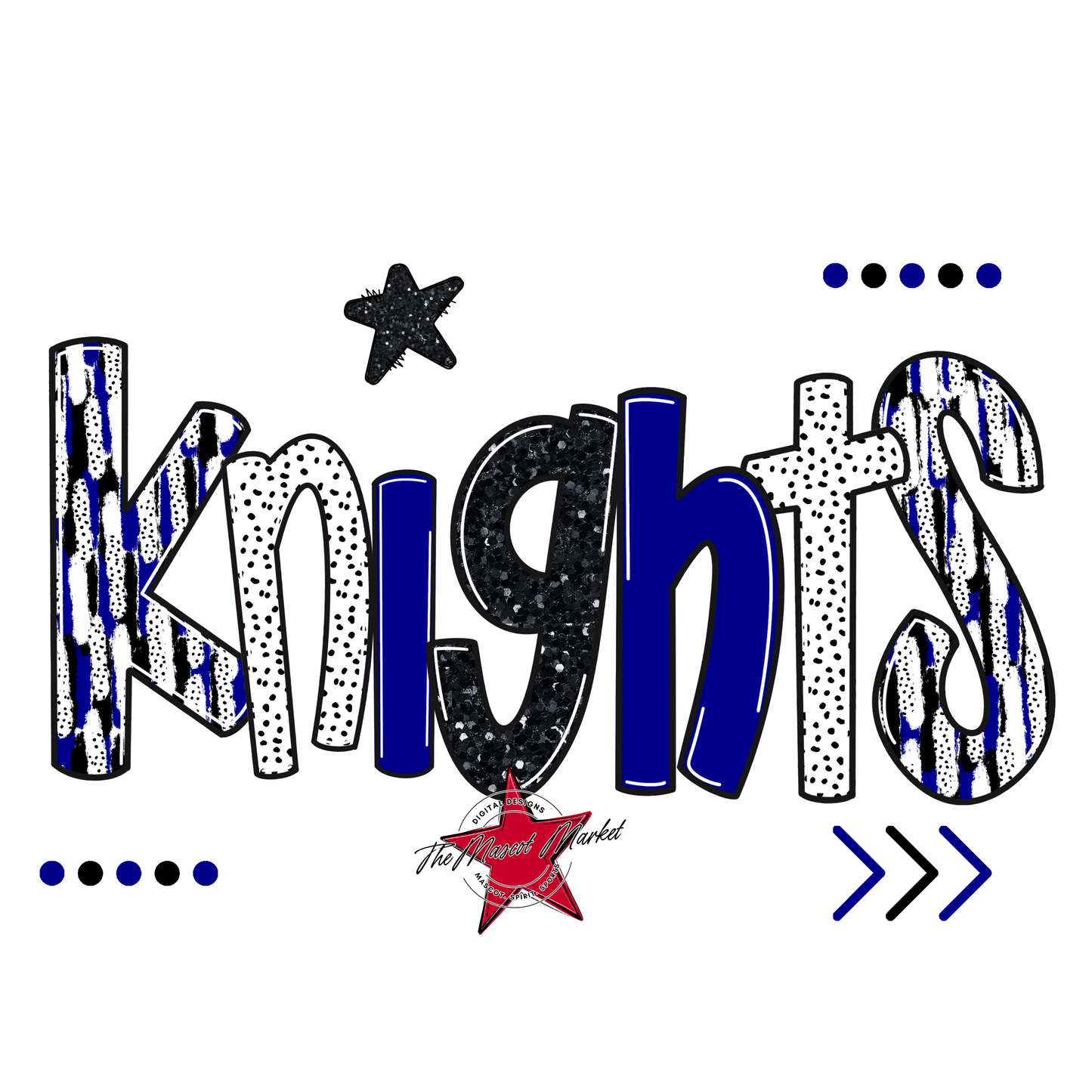 Knights Brushstroke Alpha w Arrows-Blue