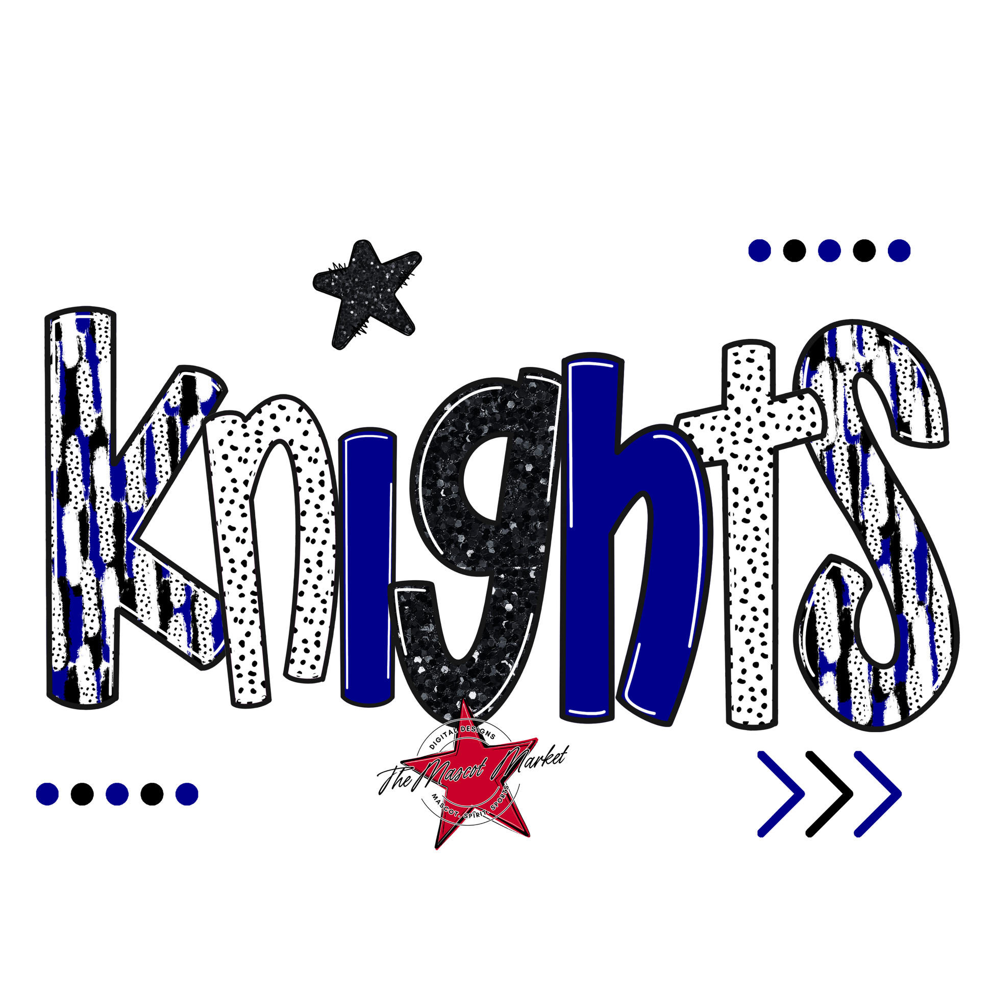 Knights Brushstroke Alpha w Arrows-Blue