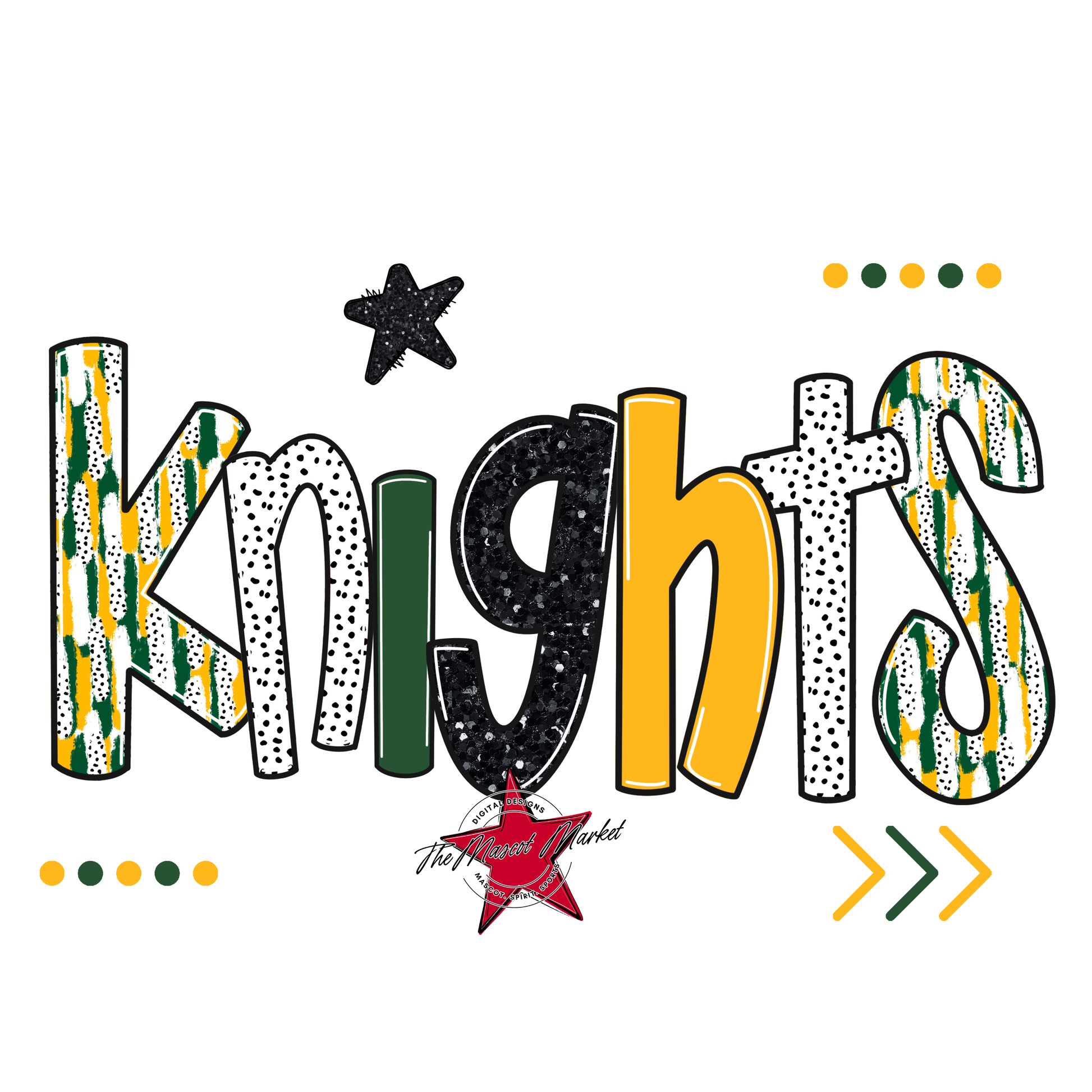 Knights Brushstroke Alpha w Arrows-Green-Yellow
