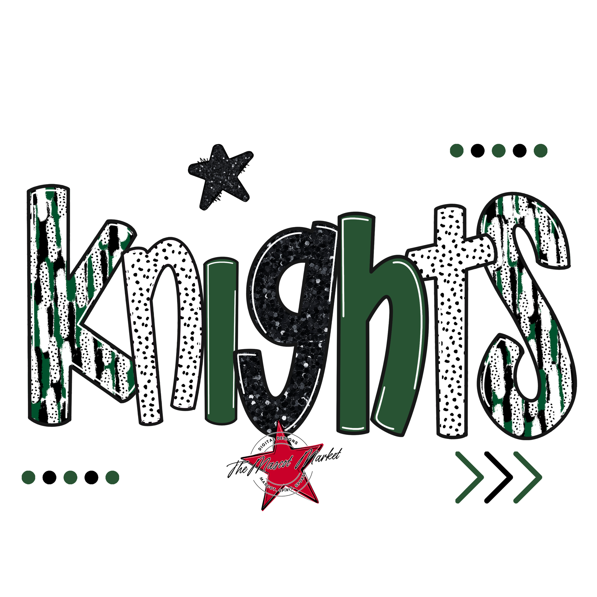 Knights Brushstroke Alpha w Arrows-Green
