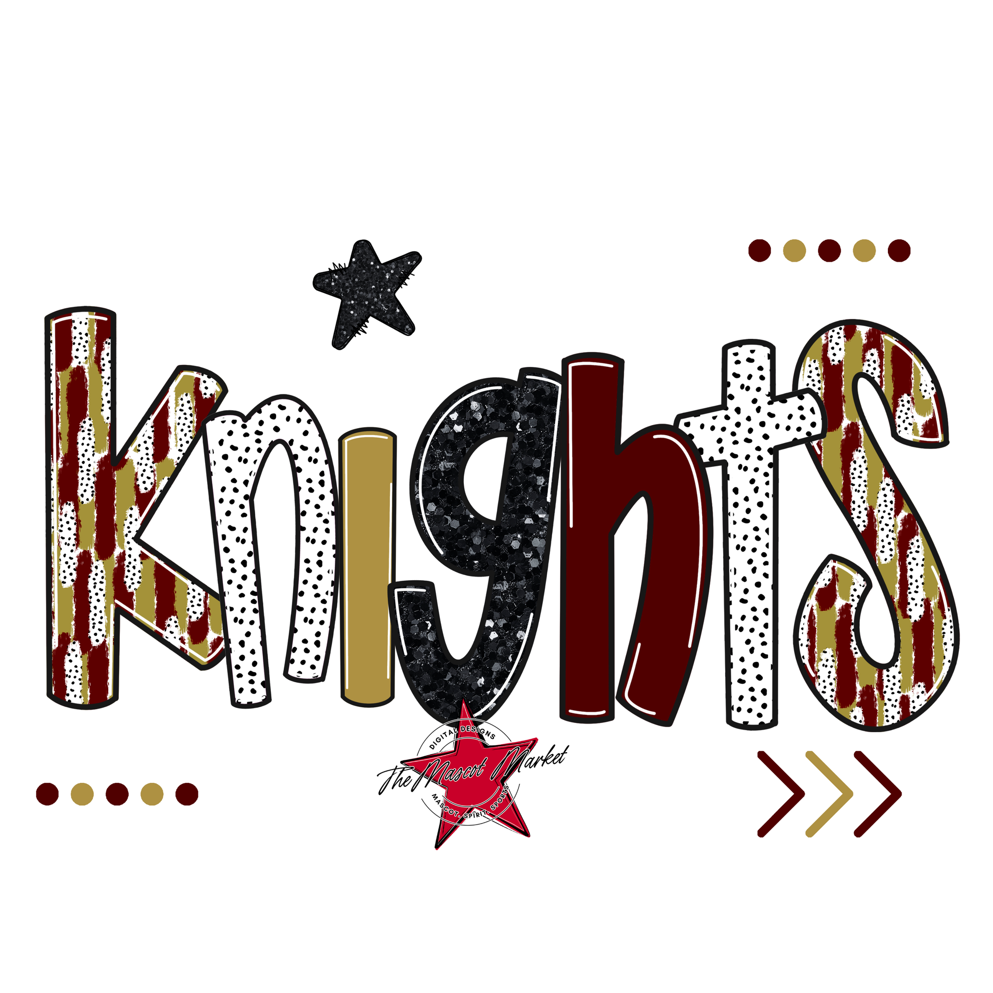 Knights Brushstroke Alpha w Arrows-Maroon-Gold