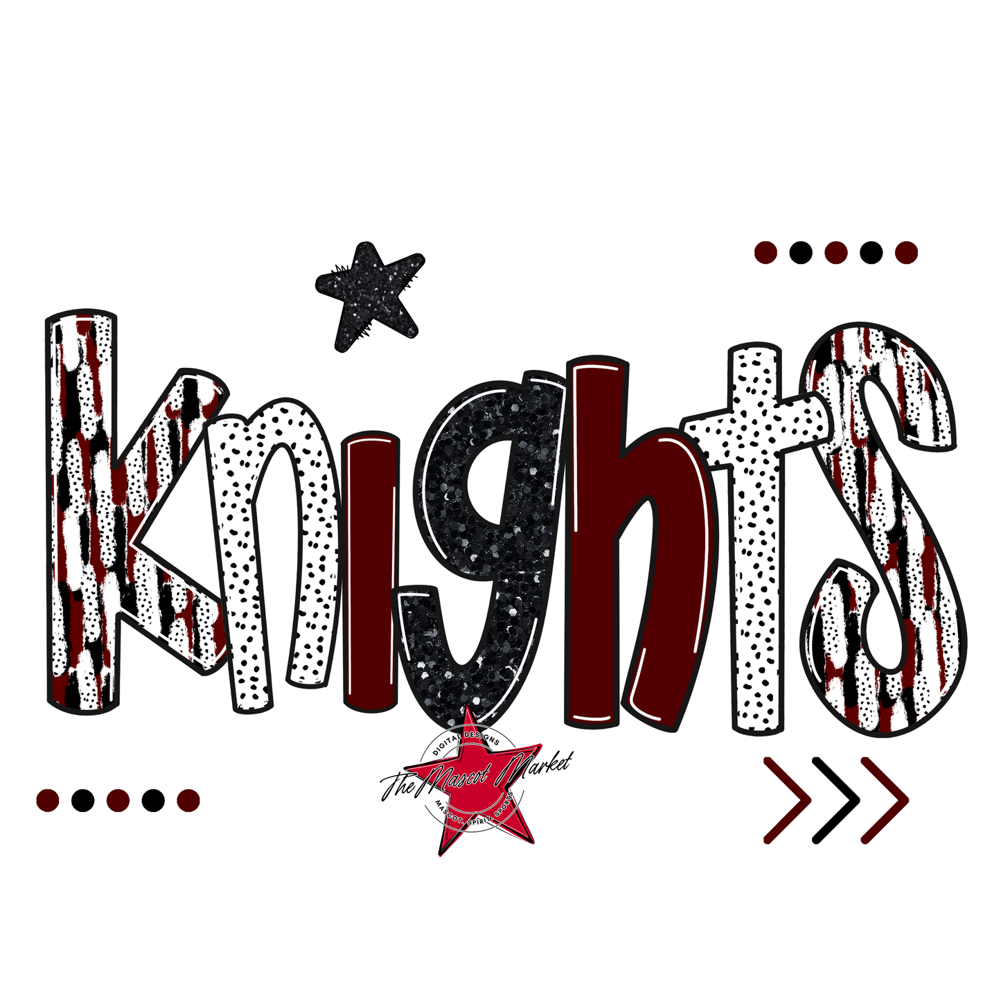 Knights Brushstroke Alpha w Arrows-Maroon