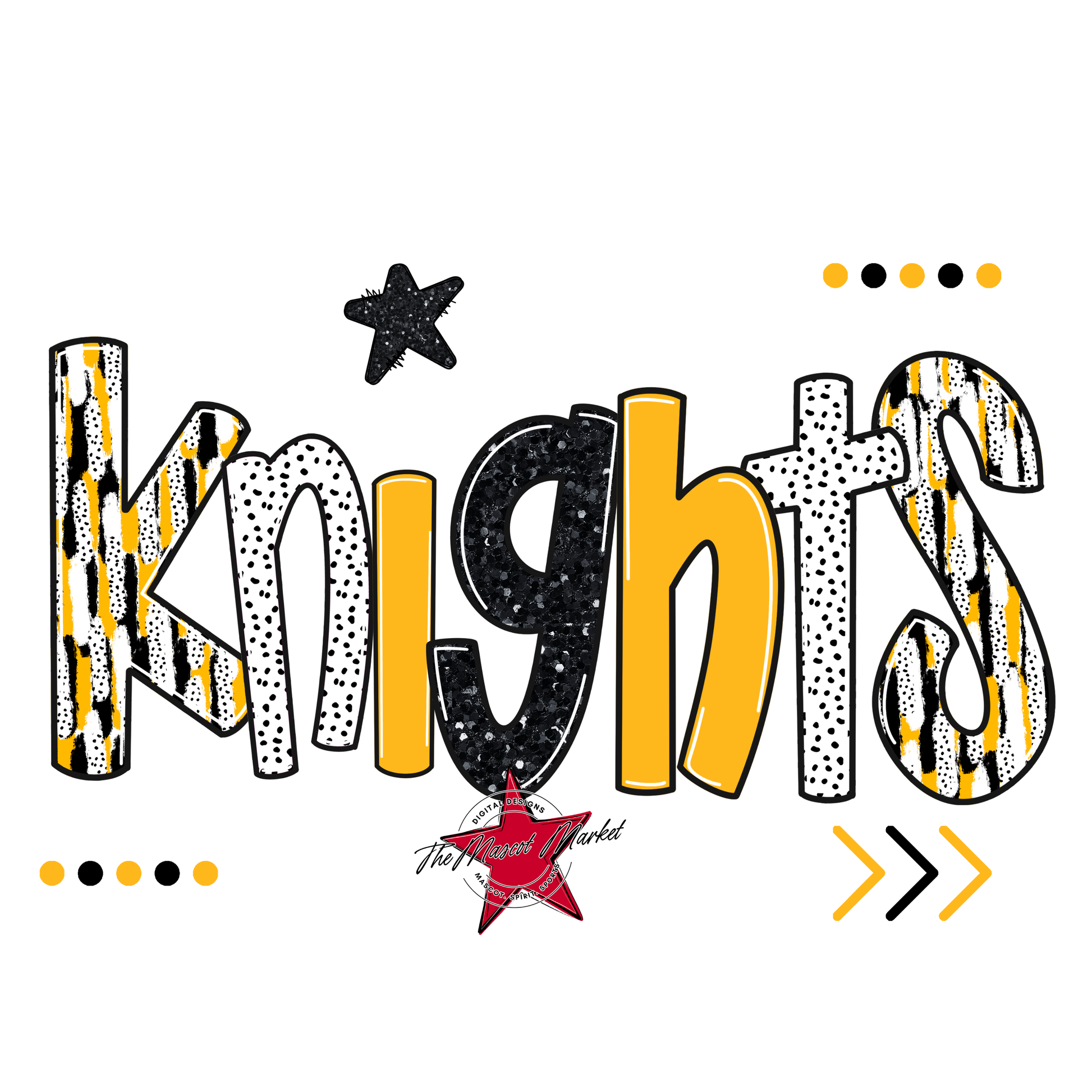 Knights Brushstroke Alpha w Arrows-Yellow