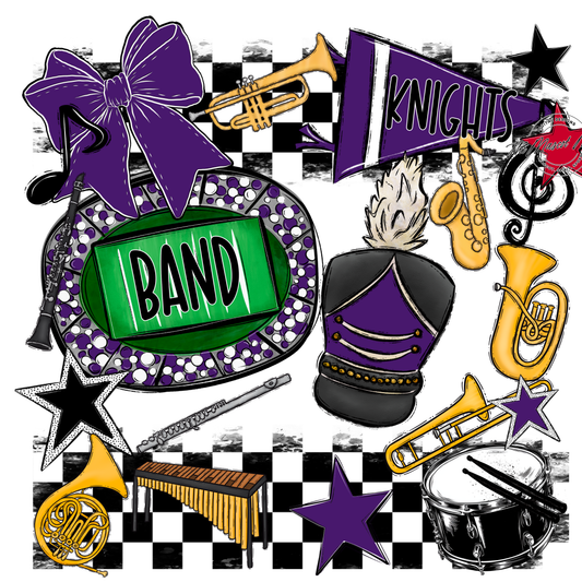 Knights Checkers Band Spirit Design-Purple