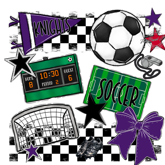 Knights Checkers Soccer Spirit Design-Purple