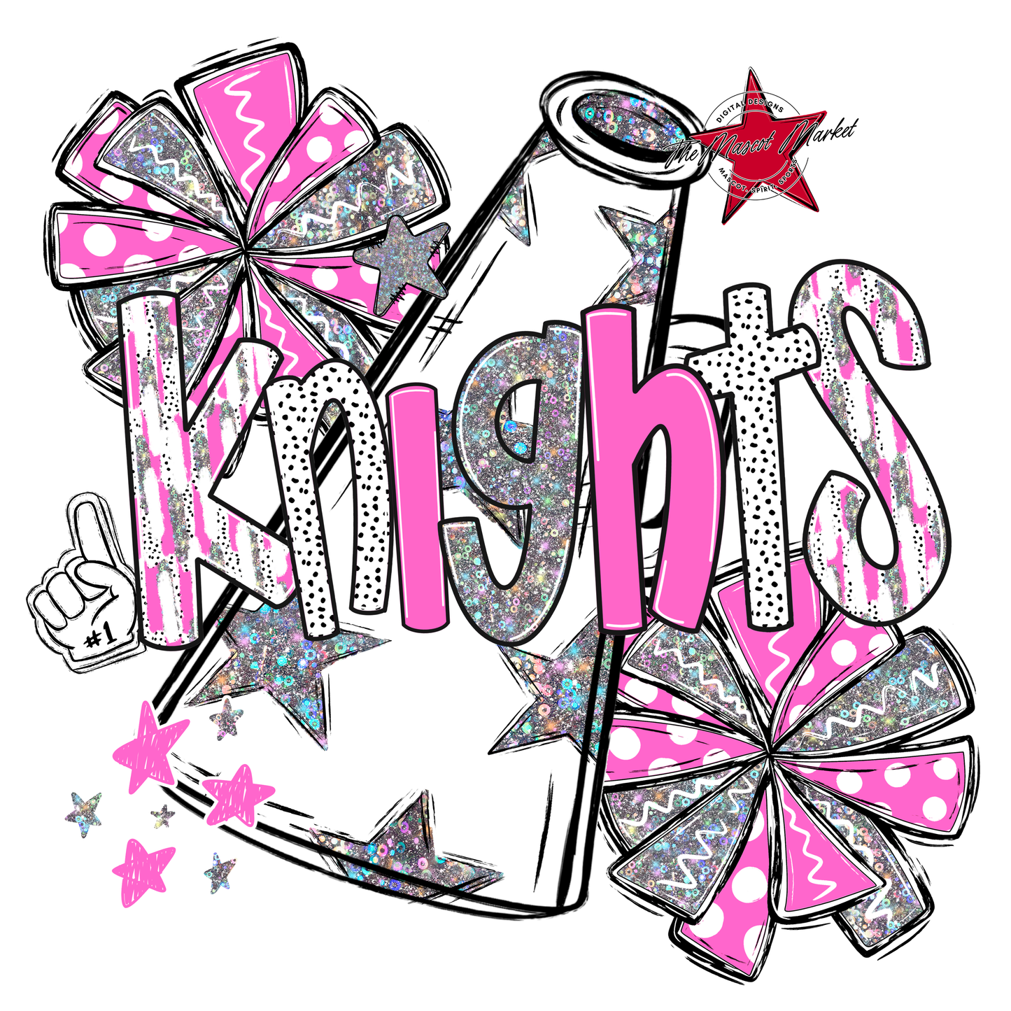 Knights Cheer Megaphone Scrape-Baby Pink
