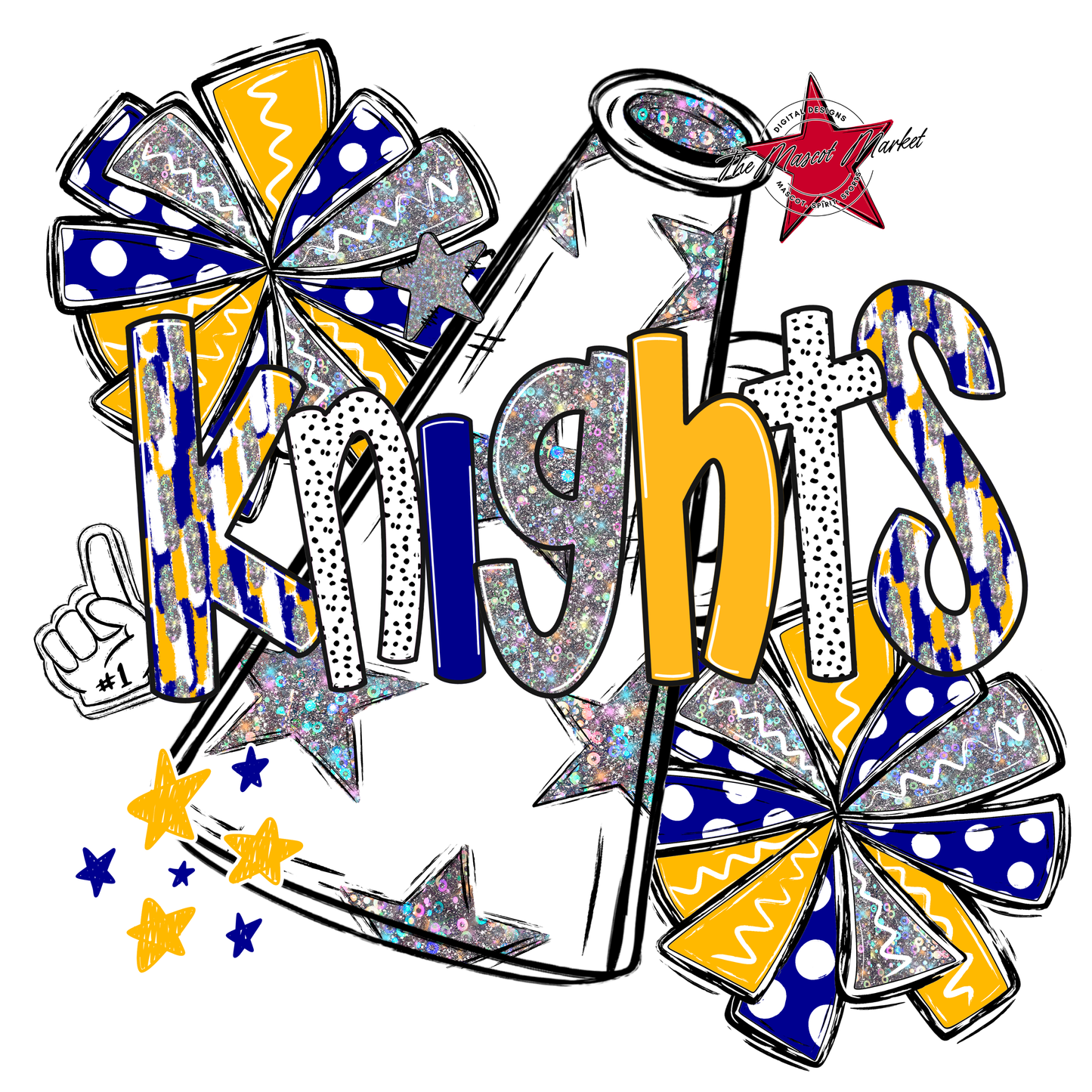 Knights Cheer Megaphone Scrape-Blue-Yellow