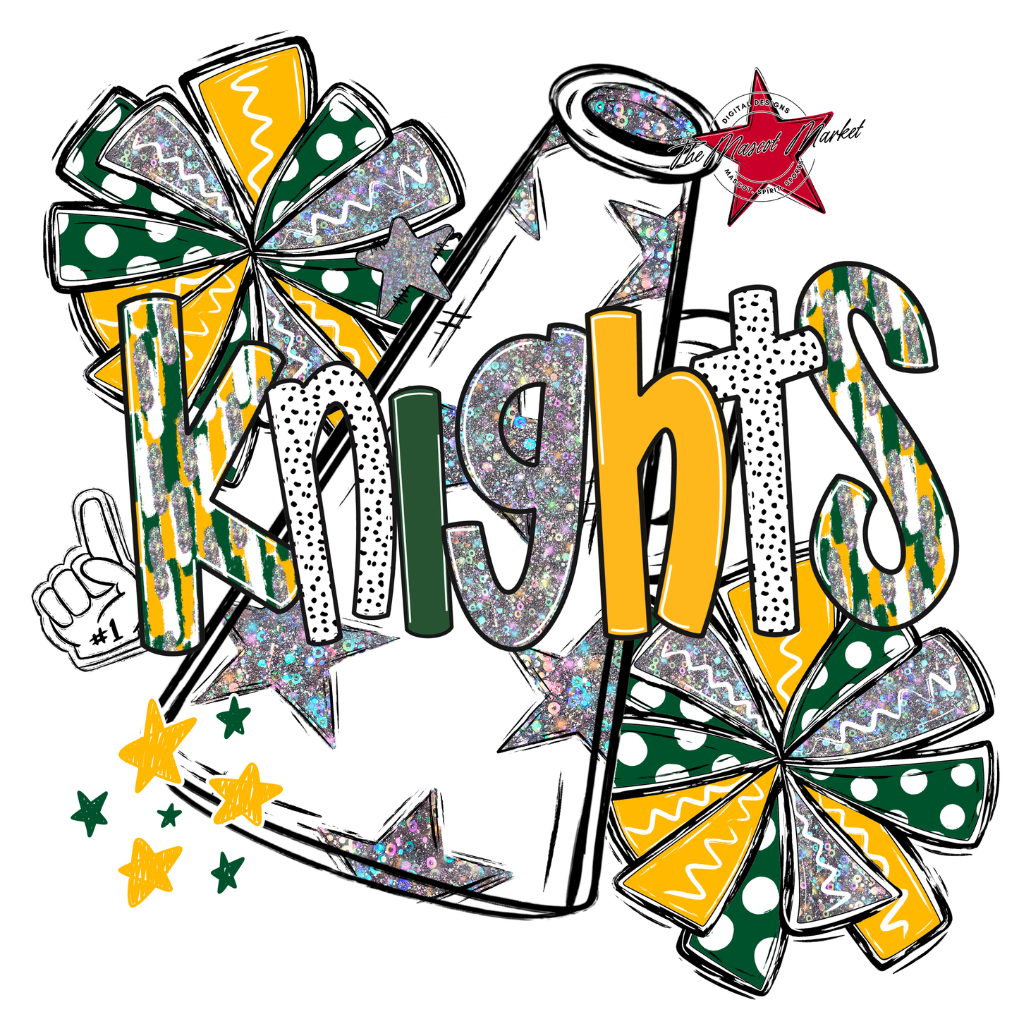 Knights Cheer Megaphone Scrape-Green-Yellow
