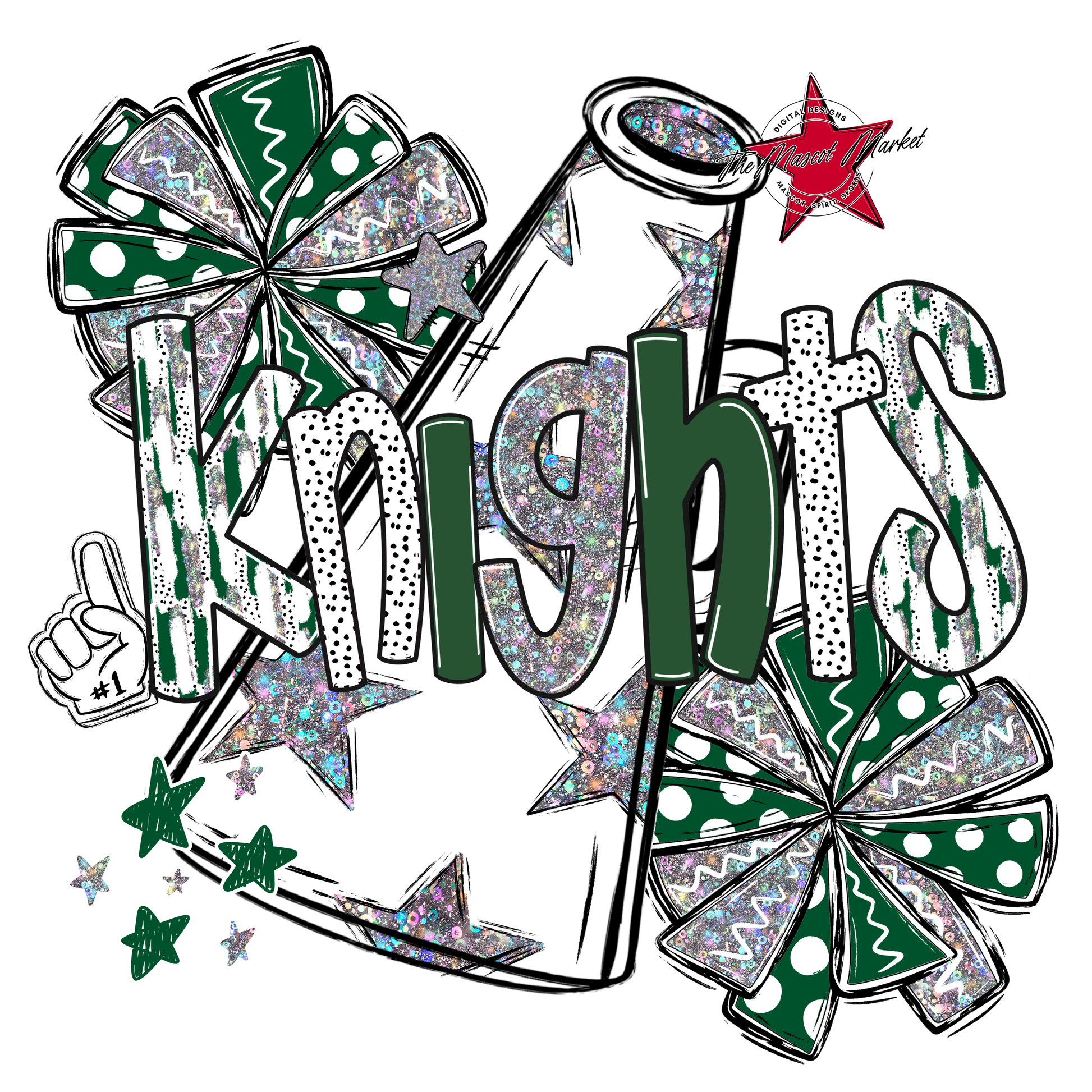 Knights Cheer Megaphone Scrape-Green
