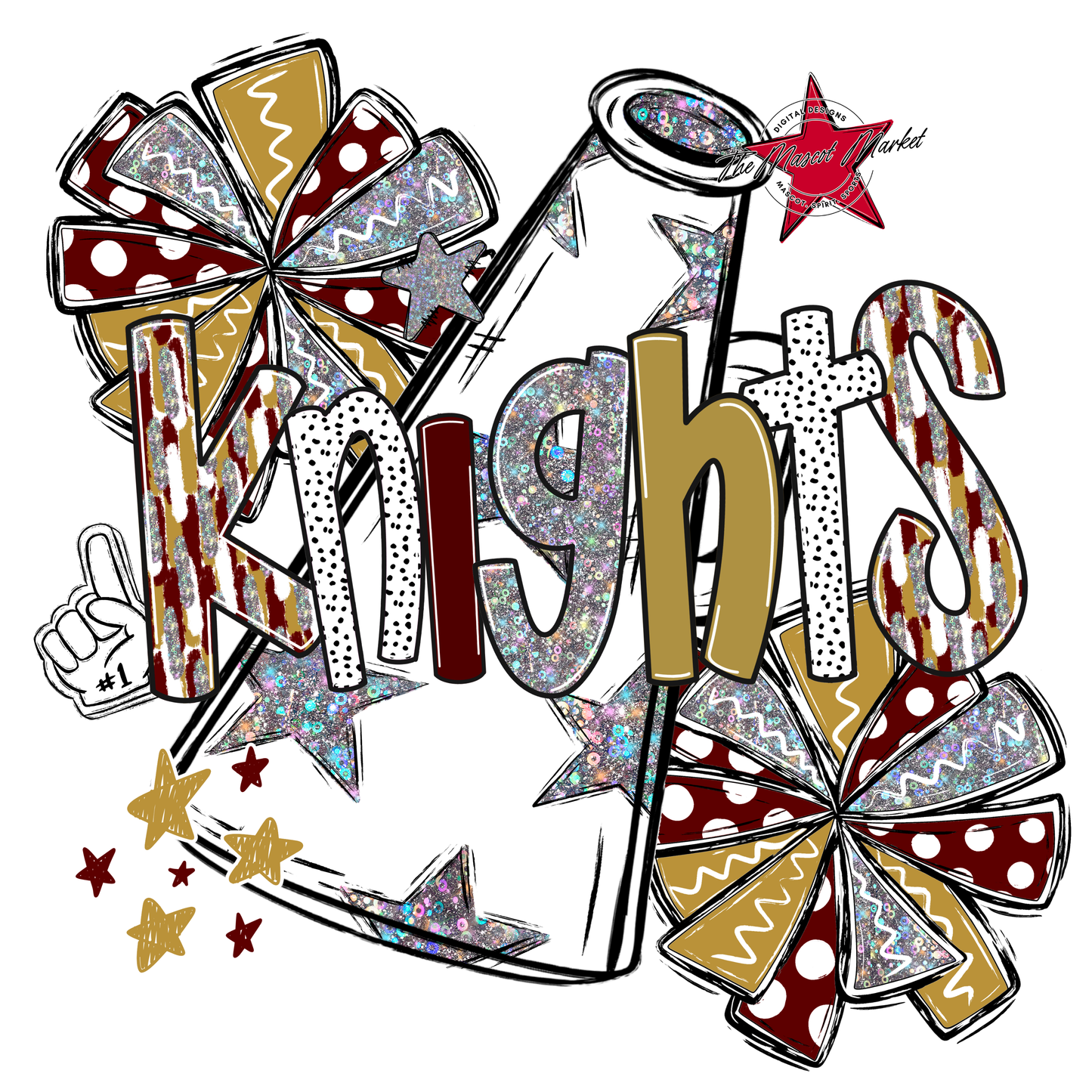 Knights Cheer Megaphone Scrape-Maroon-Gold