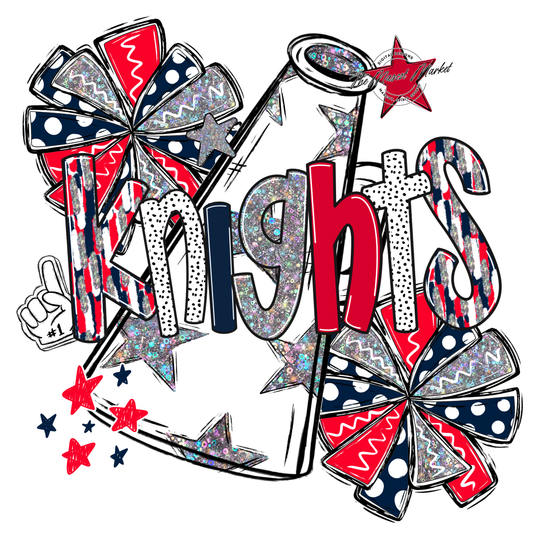 Knights Cheer Megaphone Scrape-Navy-Red