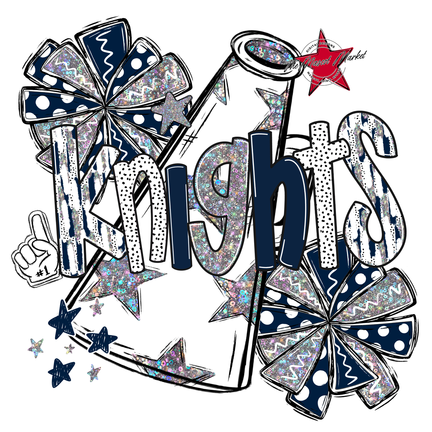 Knights Cheer Megaphone Scrape-Navy
