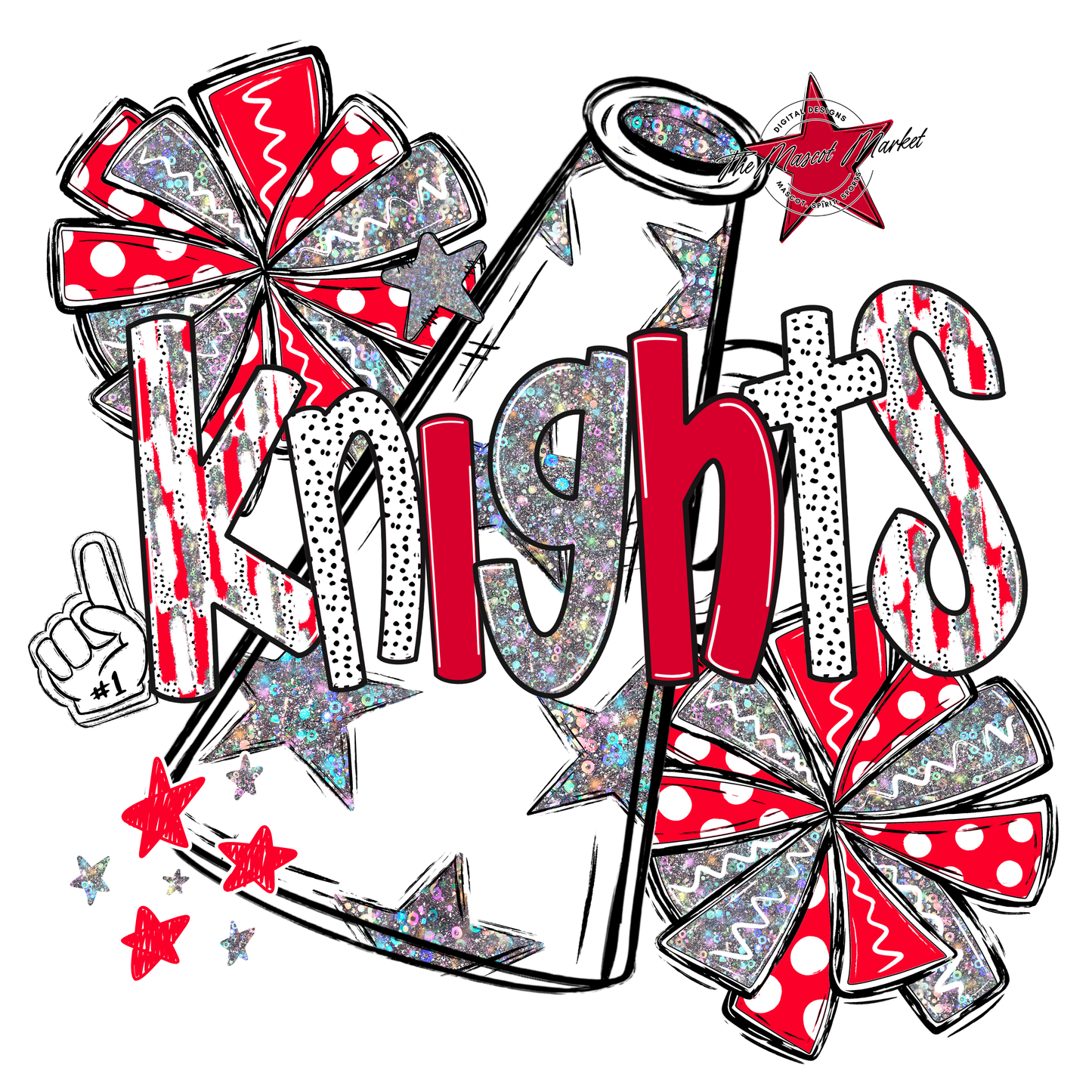 Knights Cheer Megaphone Scrape-Red