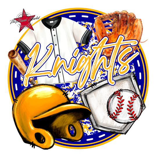 Knights Circle Baseball Design-Blue-Yellow