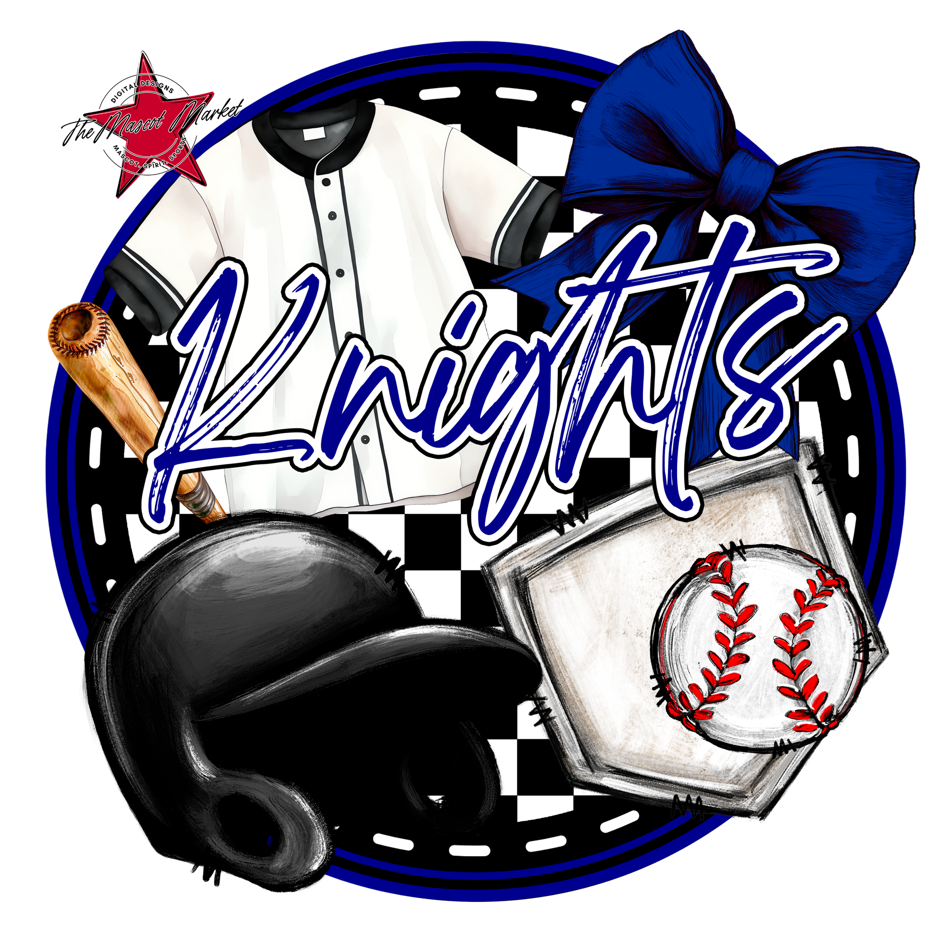 Knights Circle Baseball Design-Blue