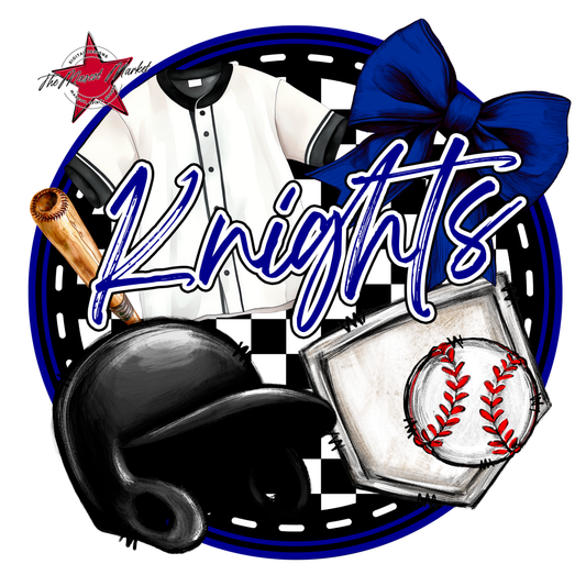 Knights Circle Baseball Design-Blue
