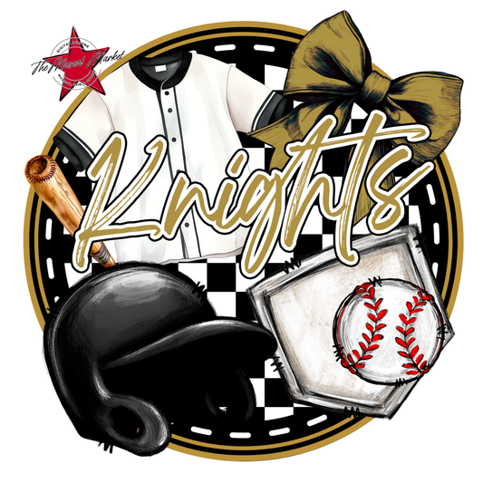 Knights Circle Baseball Design-Gold