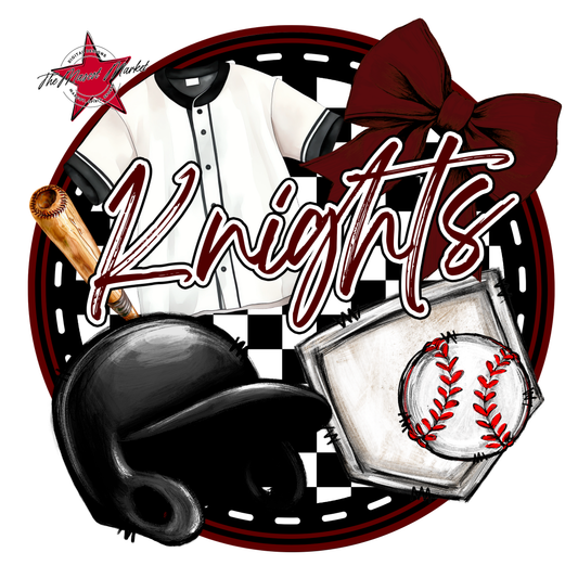 Knights Circle Baseball Design-Maroon