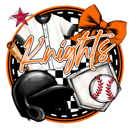 Knights Circle Baseball Design-Orange