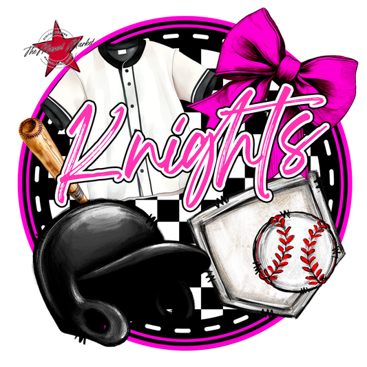 Knights Circle Baseball Design-Pink