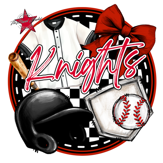 Knights Circle Baseball Design-Red