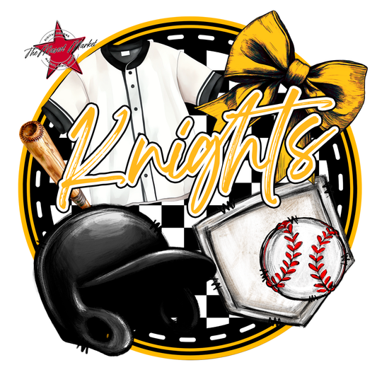 Knights Circle Baseball Design-Yellow
