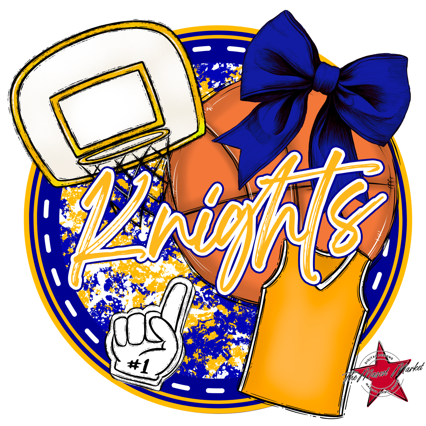 Knights Circle Basketball Design-Blue-Yellow