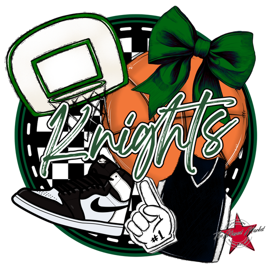 Knights Circle Basketball Design-Green
