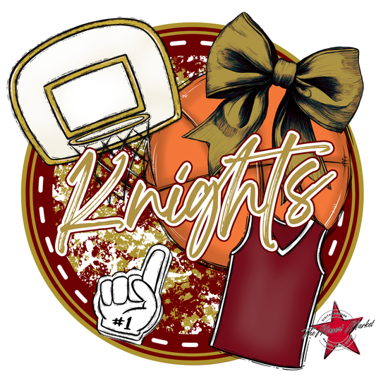 Knights Circle Basketball Design-Maroon