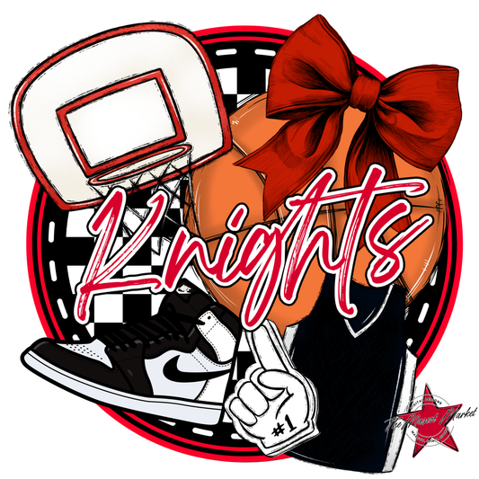Knights Circle Basketball Design-Red