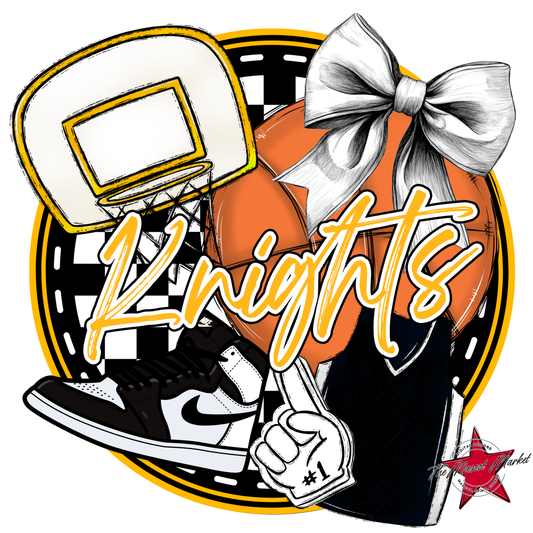 Knights Circle Basketball Design-Yellow