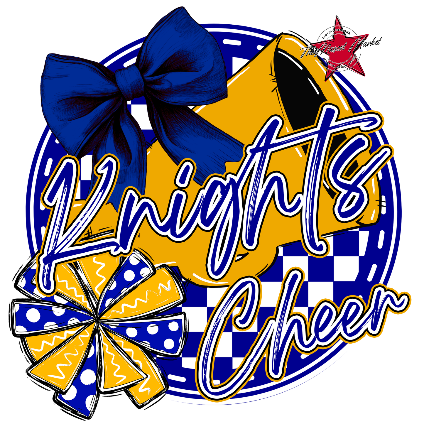 Knights Circle Cheer Design-Blue-Yellow