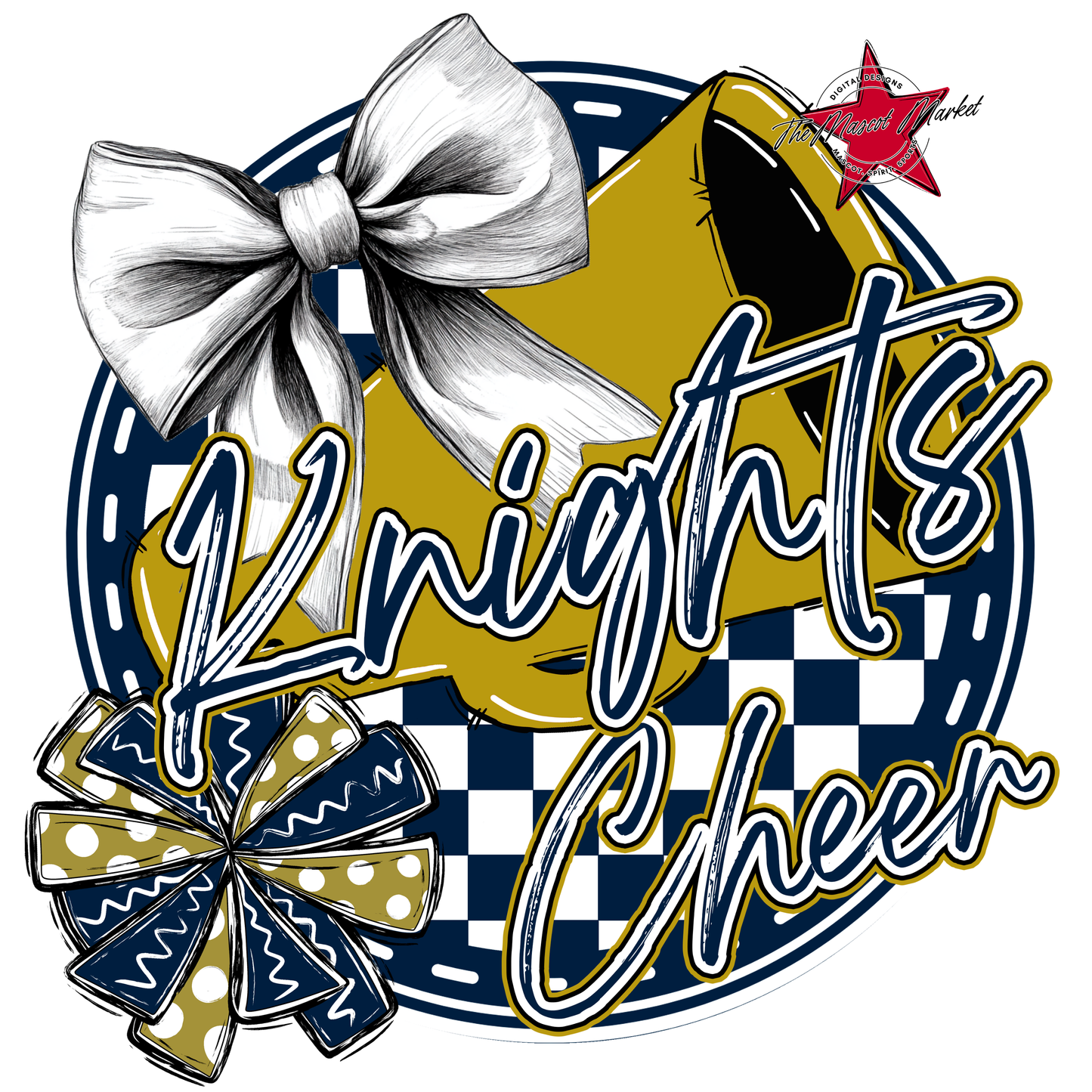Knights Circle Cheer Design-Navy-Gold