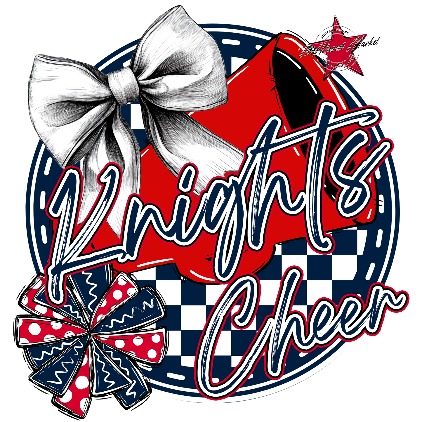 Knights Circle Cheer Design-Navy-Red