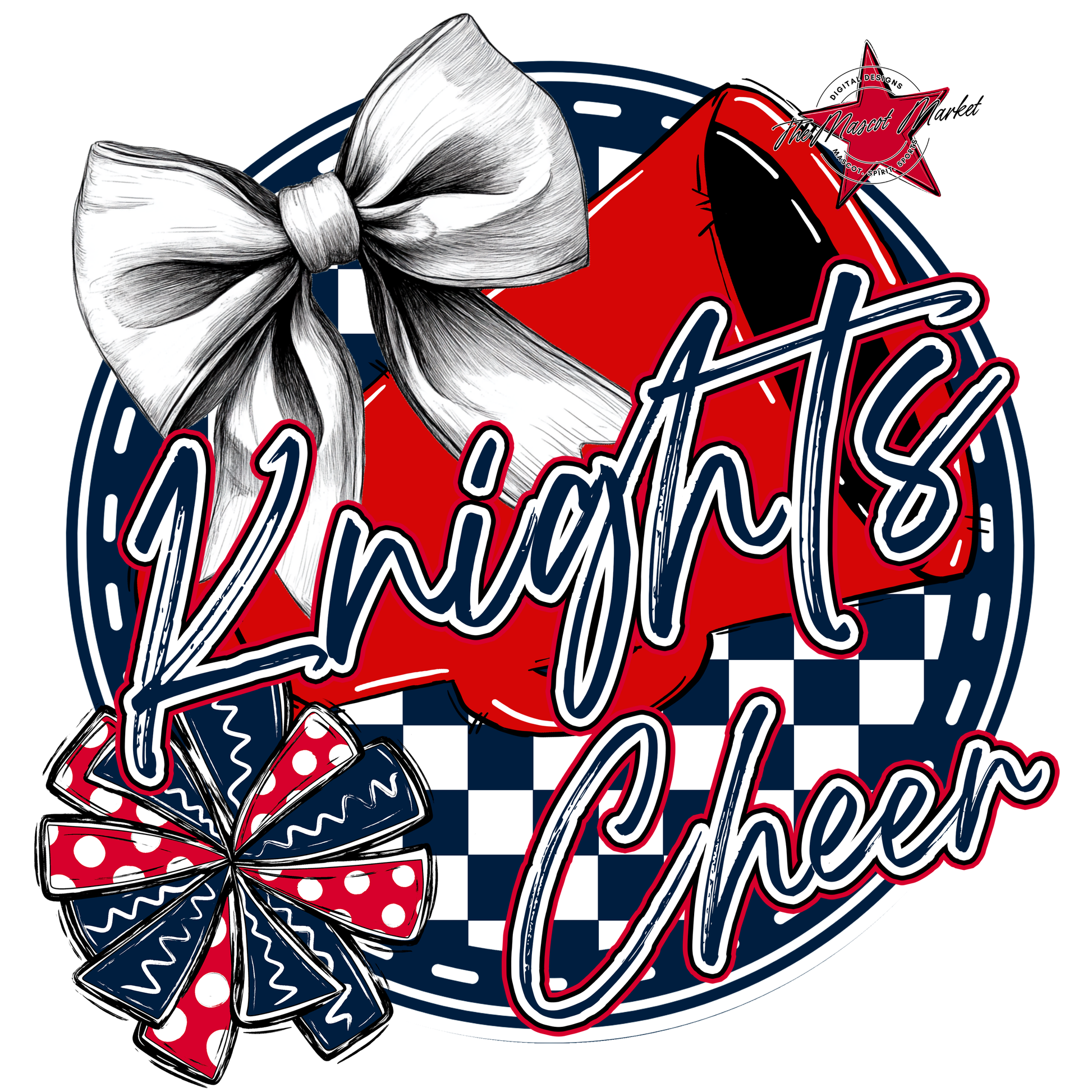 Knights Circle Cheer Design-Navy-Red