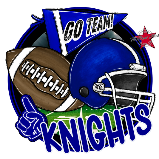 Knights Circle Football Design-Blue