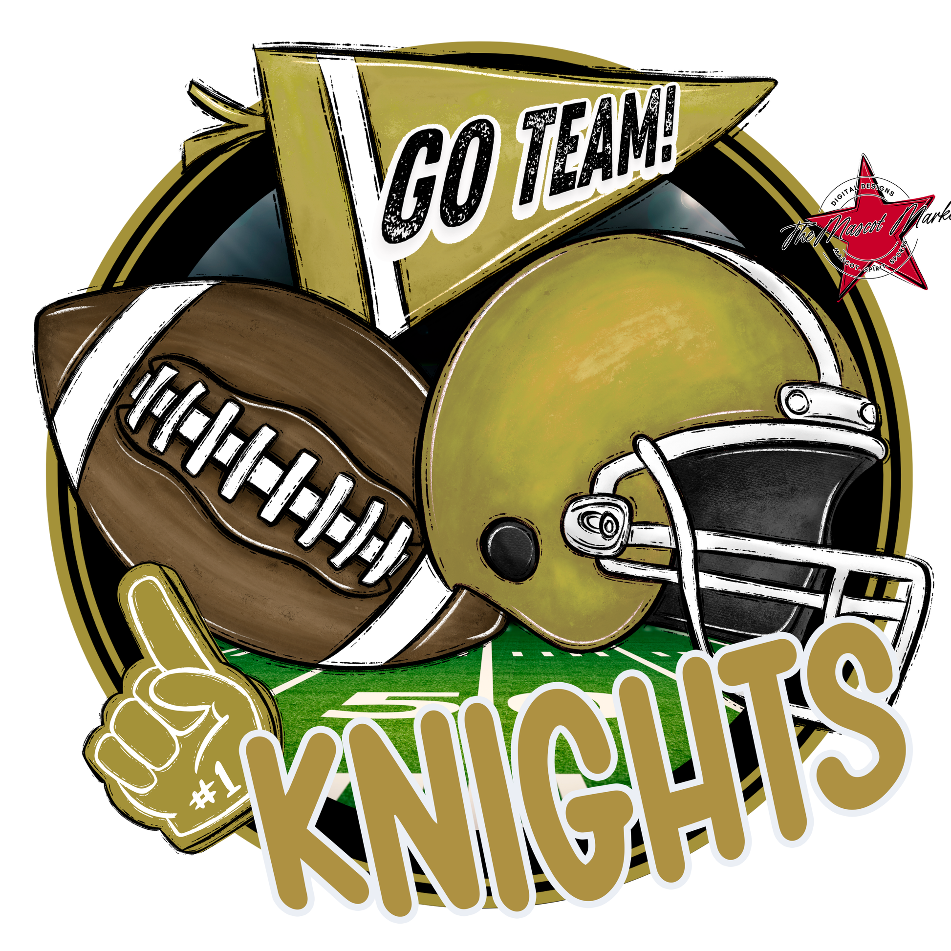 Knights Circle Football Design-Gold