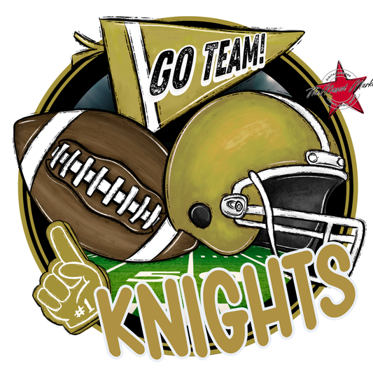 Knights Circle Football Design-Gold