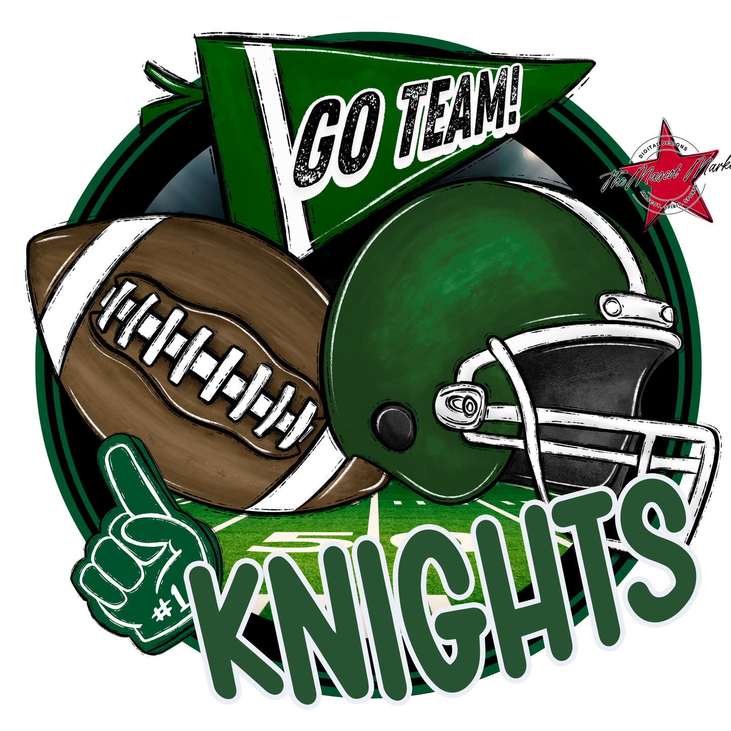 Knights Circle Football Design-Green