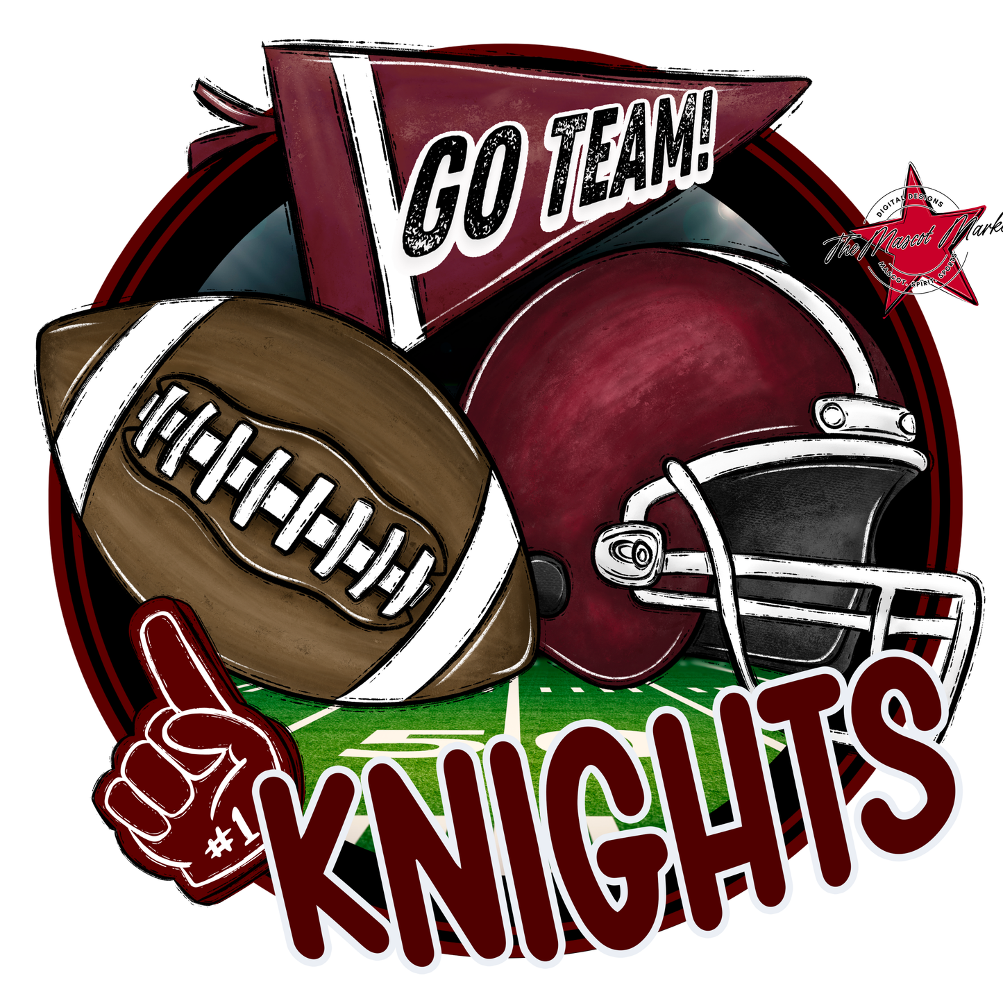 Knights Circle Football Design-Maroon