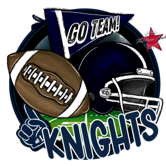 Knights Circle Football Design-Navy