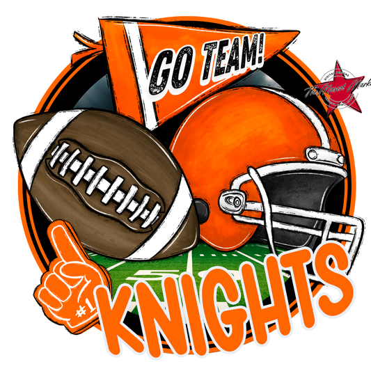 Knights Circle Football Design-Orange